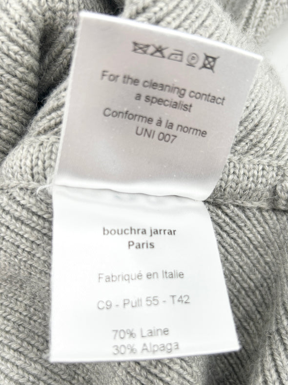 Pull gris en laine à manches courtes