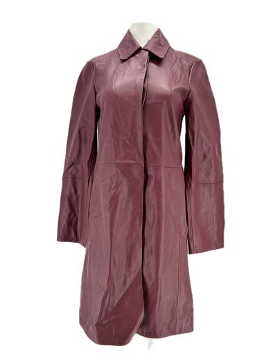 Manteau en cuir bordeaux "Gilo"