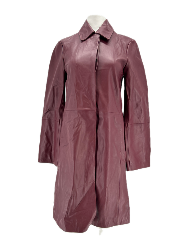 Manteau en cuir bordeaux "Gilo"