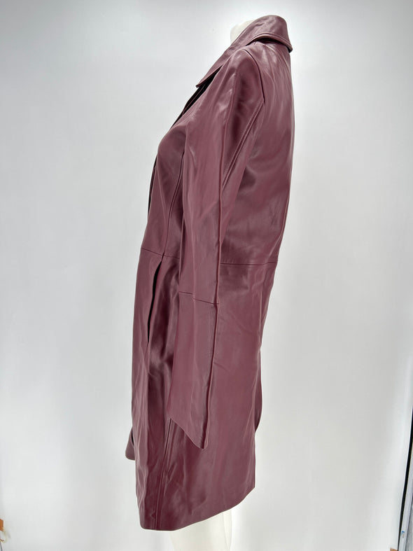 Manteau en cuir bordeaux "Gilo"