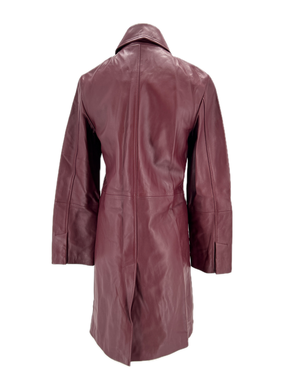 Manteau en cuir bordeaux "Gilo"