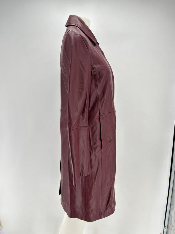 Manteau en cuir bordeaux "Gilo"