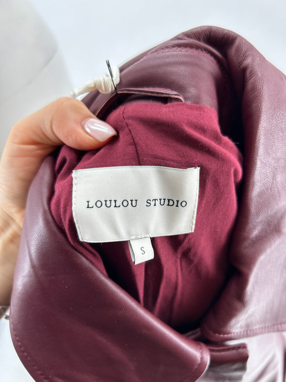 Manteau en cuir bordeaux "Gilo"