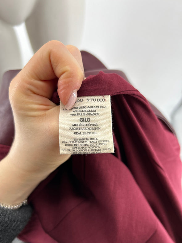 Manteau en cuir bordeaux "Gilo"