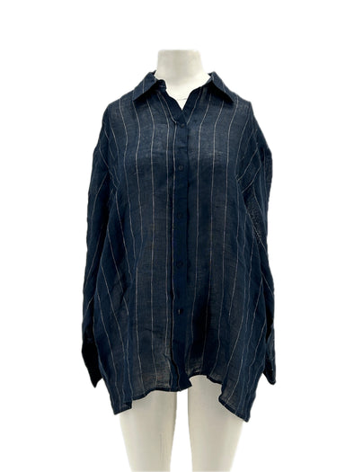 Chemise en lin marine