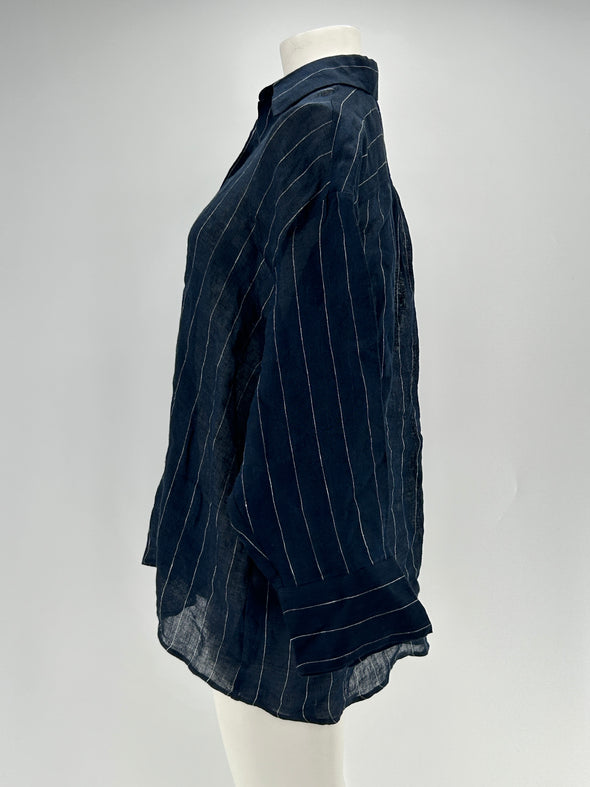 Chemise en lin marine