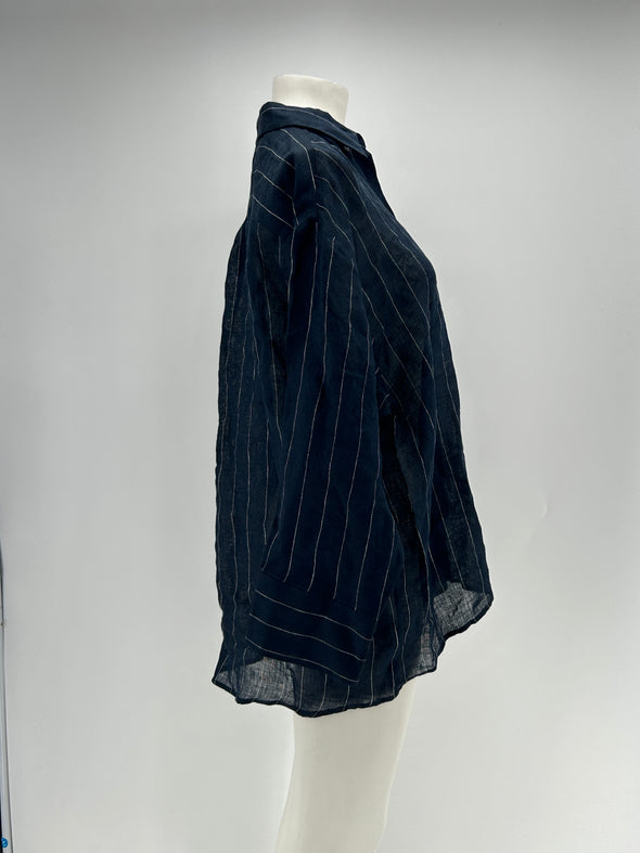 Chemise en lin marine