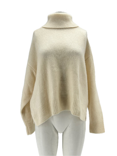 Pull col roulé en mélange de cachemire et de soie