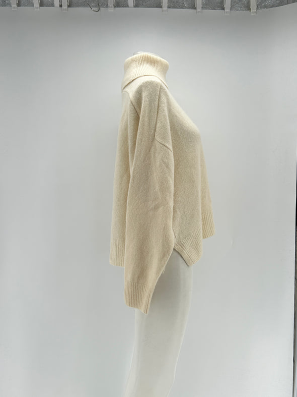 Pull col roulé en mélange de cachemire et de soie