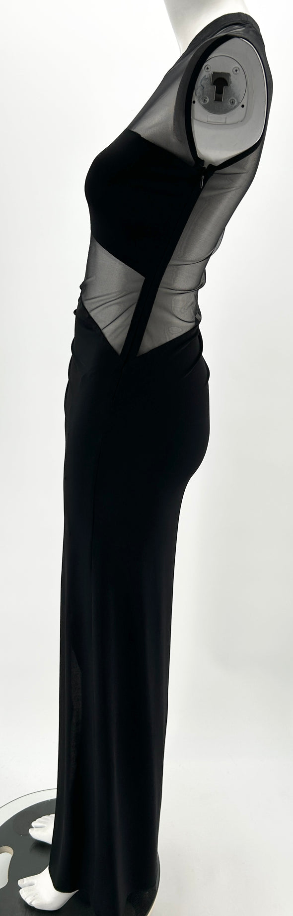 Robe noire longue "Nelumbo"