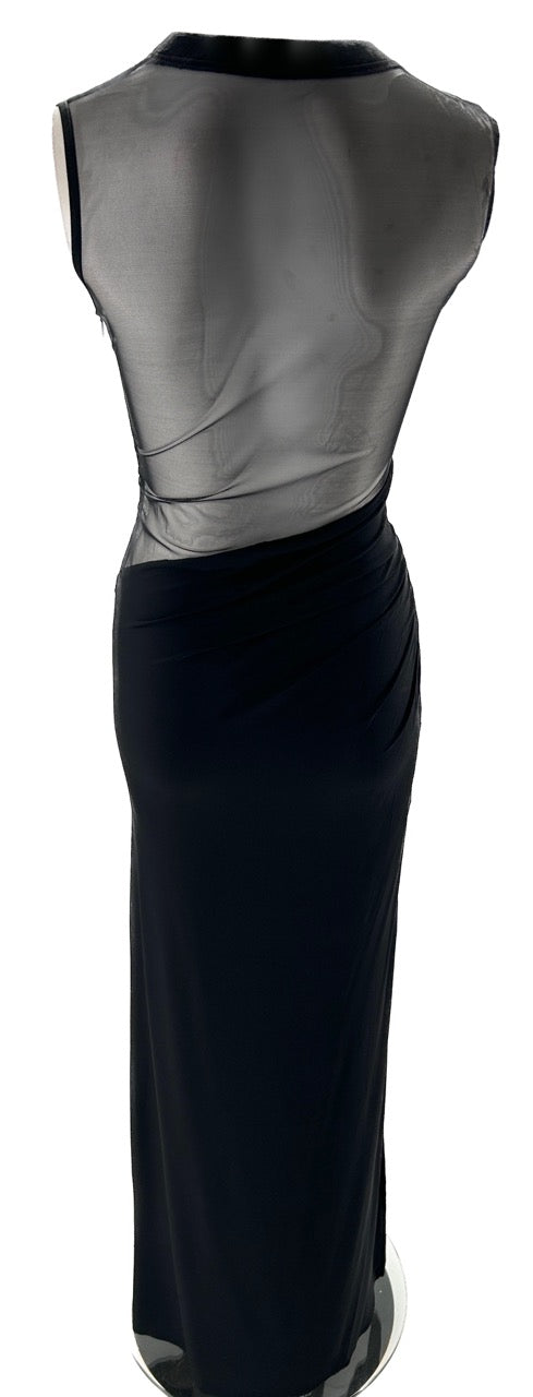 Robe noire longue "Nelumbo"