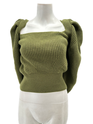 Pull vert manche bouffante