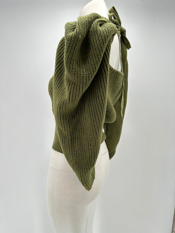 Pull vert manche bouffante