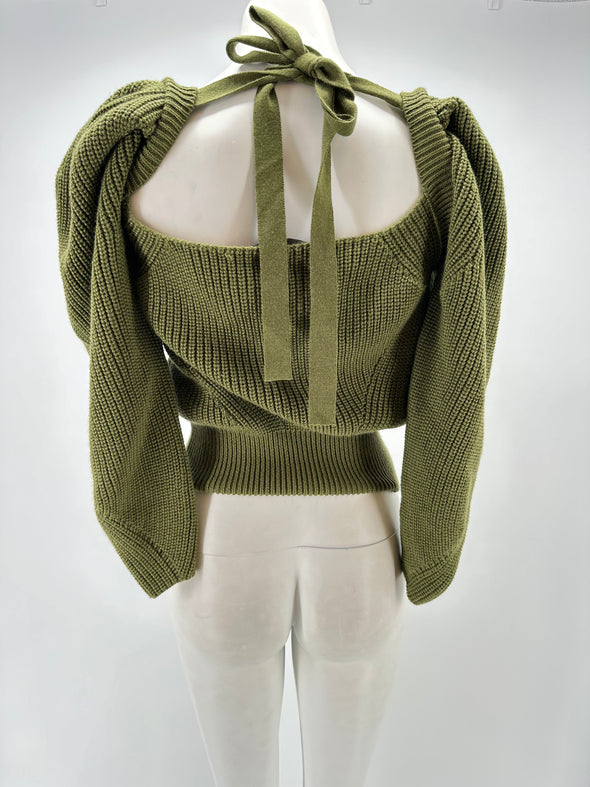 Pull vert manche bouffante