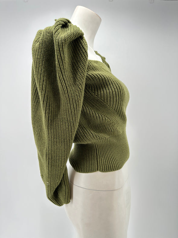 Pull vert manche bouffante