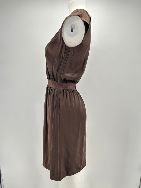 Robe en soie marron