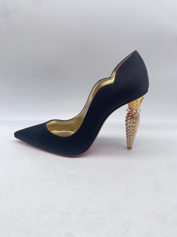 Escarpins Lipstrass en crêpe à cristaux