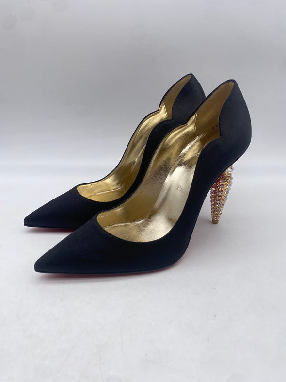 Escarpins Lipstrass en crêpe à cristaux