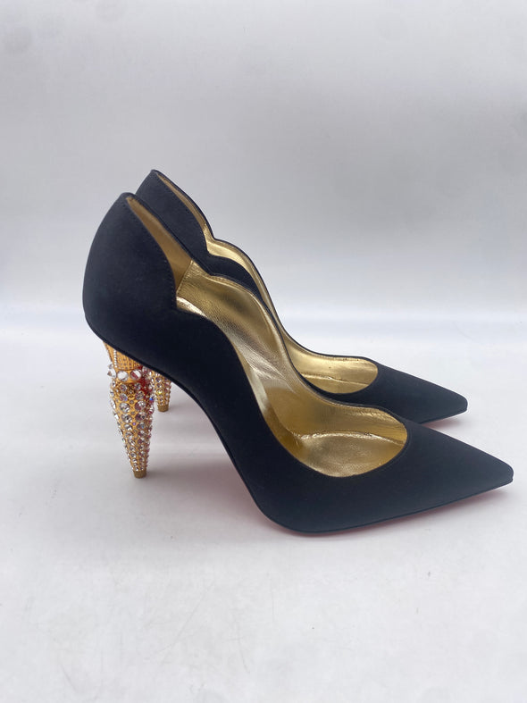 Escarpins Lipstrass en crêpe à cristaux