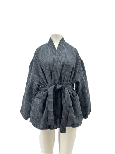 Veste à carreaux avec ceinture