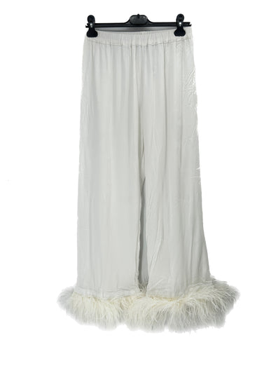 Pantalon blanc à plumes