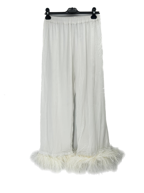 Pantalon blanc à plumes