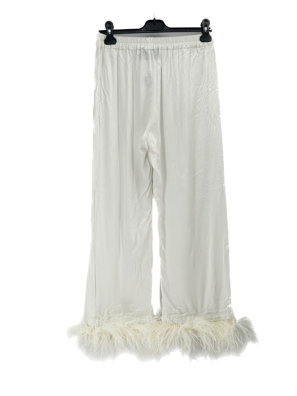 Pantalon blanc à plumes