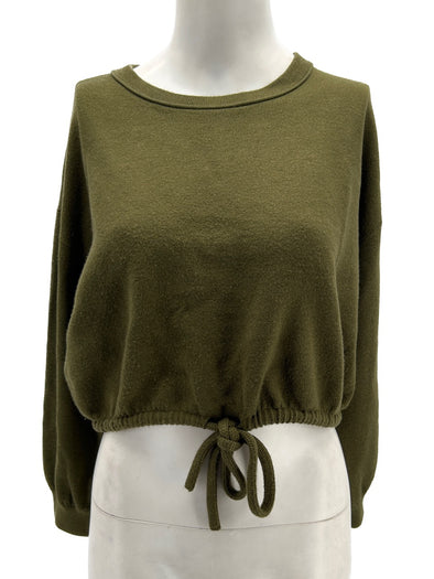 Pull kaki en laine avec nœud