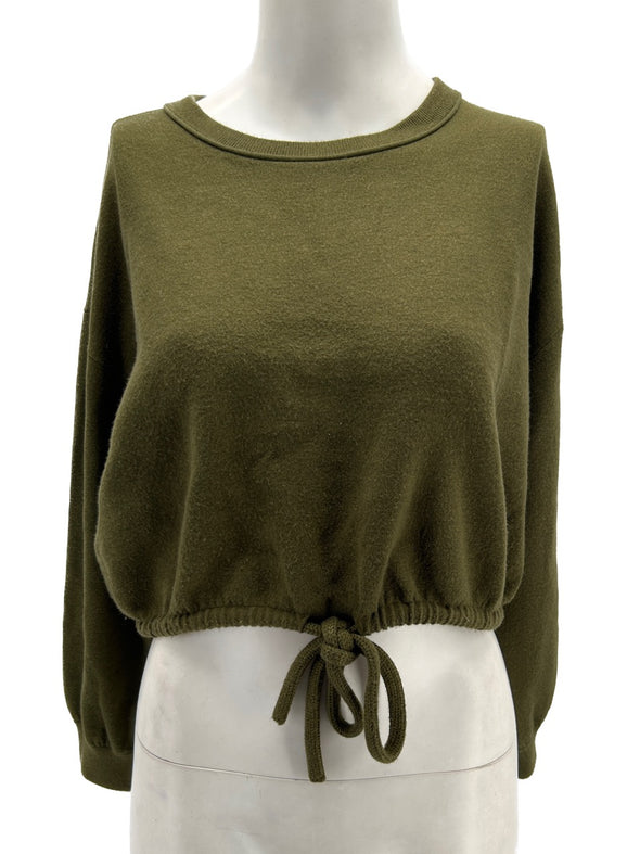 Pull kaki en laine avec nœud