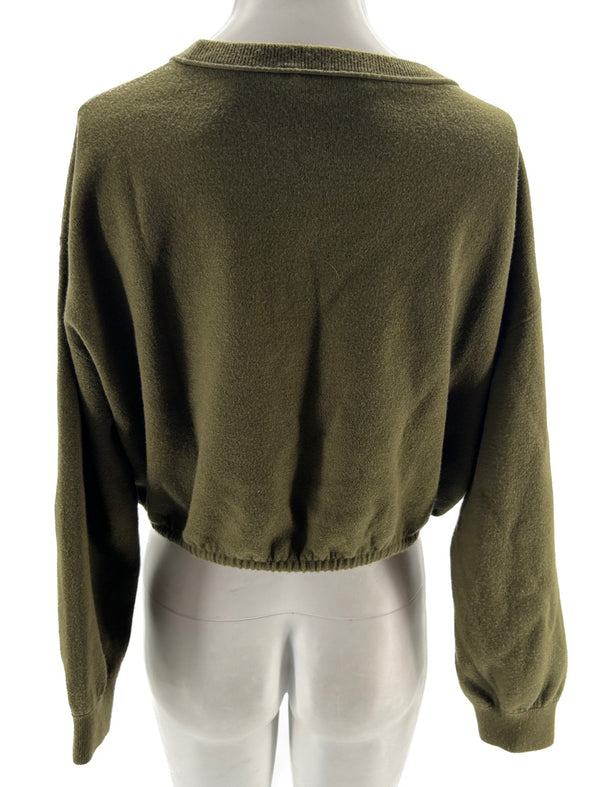 Pull kaki en laine avec nœud