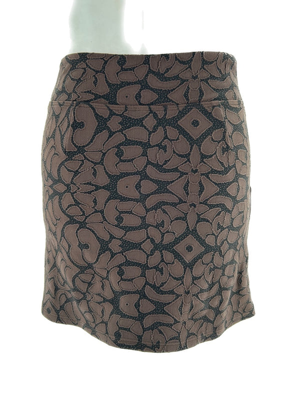 Jupe droite marron imprimée