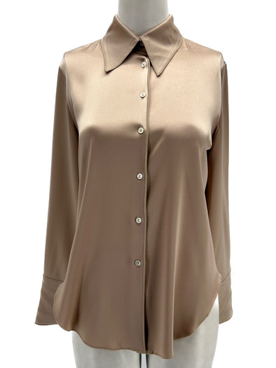 Chemise satinée beige