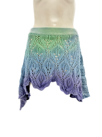 Mini jupe asymétrique en crochet multicolore