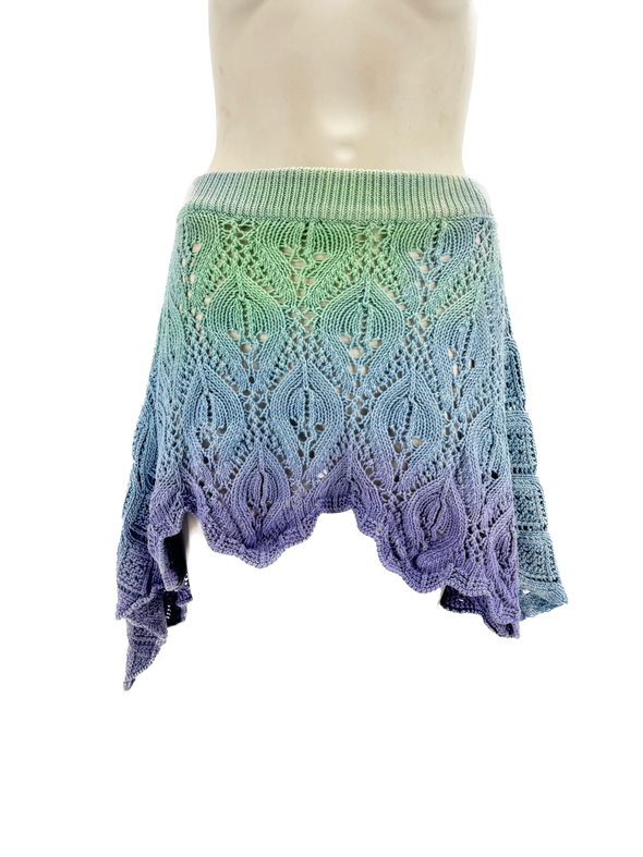 Mini jupe asymétrique en crochet multicolore