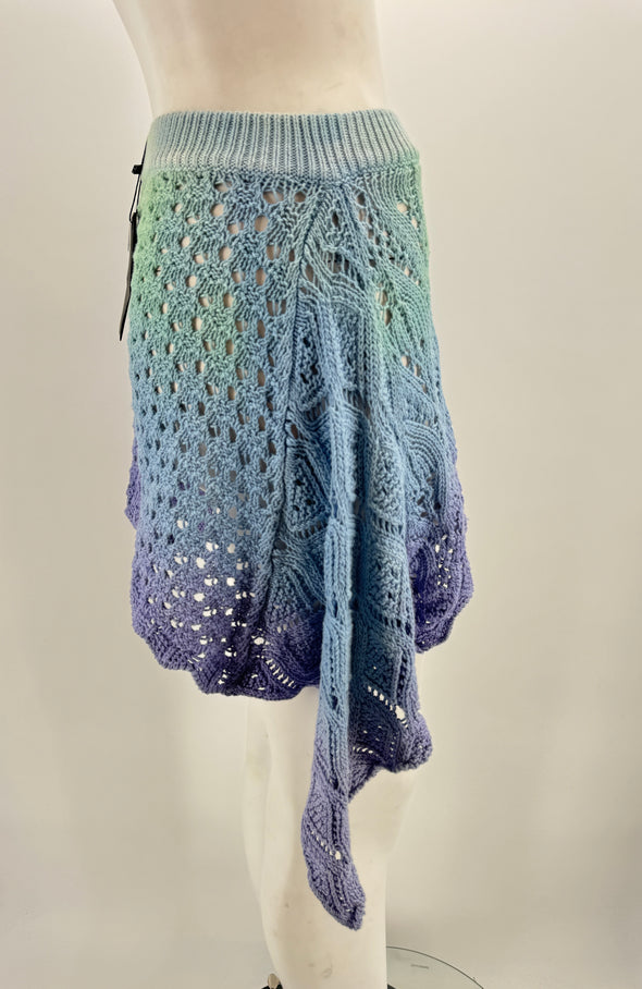 Mini jupe asymétrique en crochet multicolore