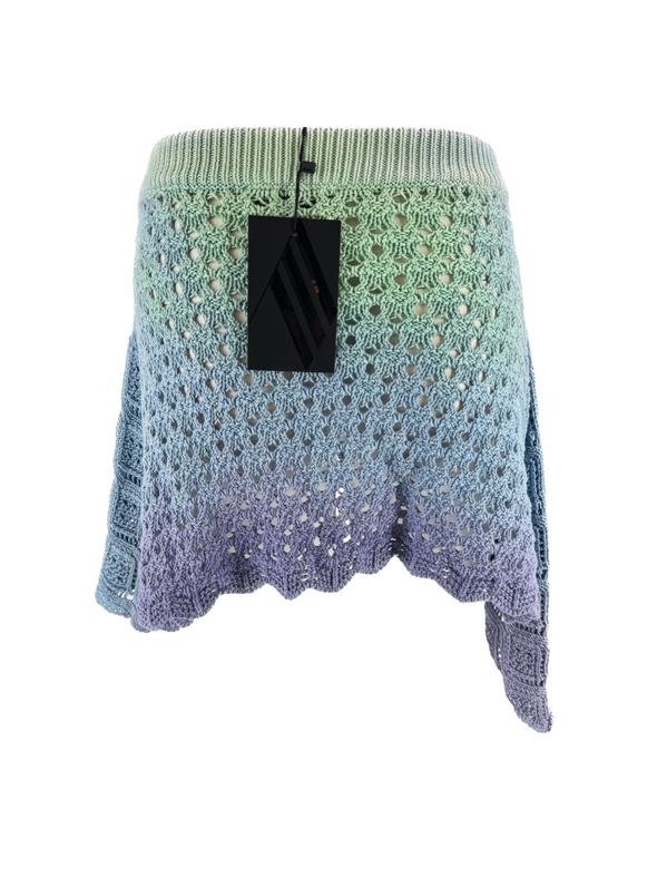 Mini jupe asymétrique en crochet multicolore