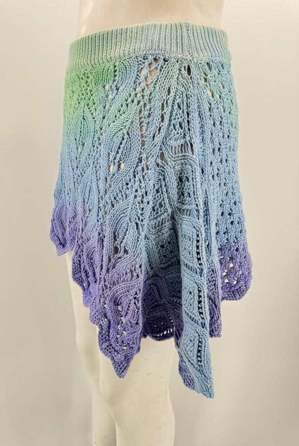 Mini jupe asymétrique en crochet multicolore