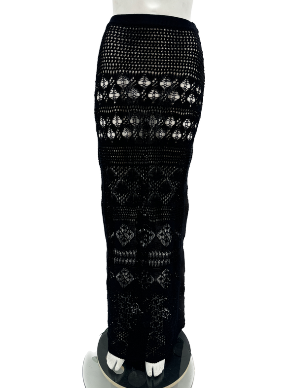 Jupe longue en crochet noir