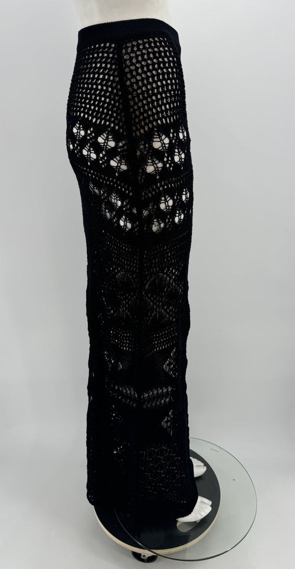 Jupe longue en crochet noir