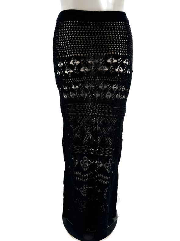 Jupe longue en crochet noir