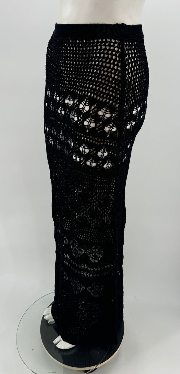 Jupe longue en crochet noir