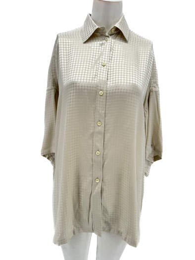 Blouse beige pied de poule