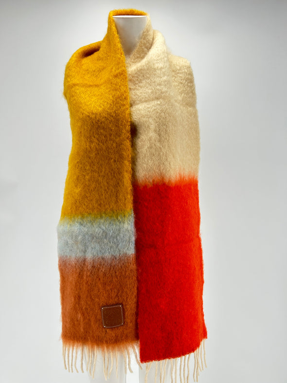 Écharpe en laine orange et jaune