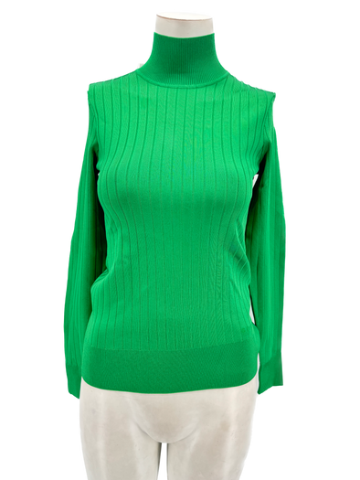 Pull col roulé vert