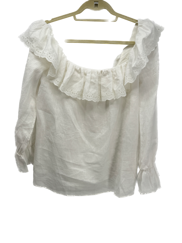 Blouse blanche à volants