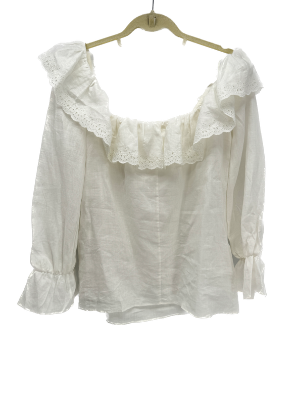 Blouse blanche à volants