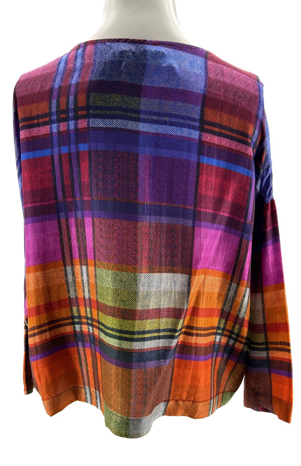 Top fluide à carreaux multicolores