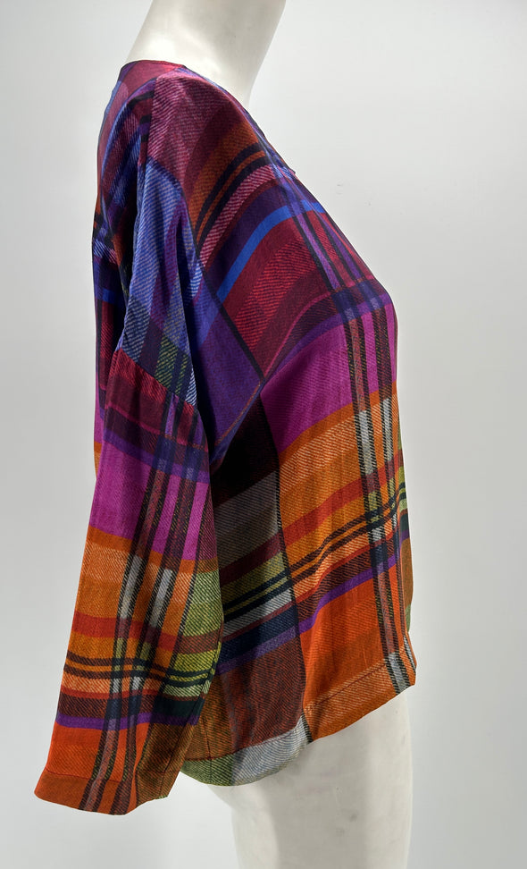 Top fluide à carreaux multicolores