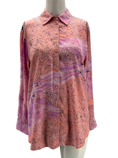 Chemise fluide à motifs roses