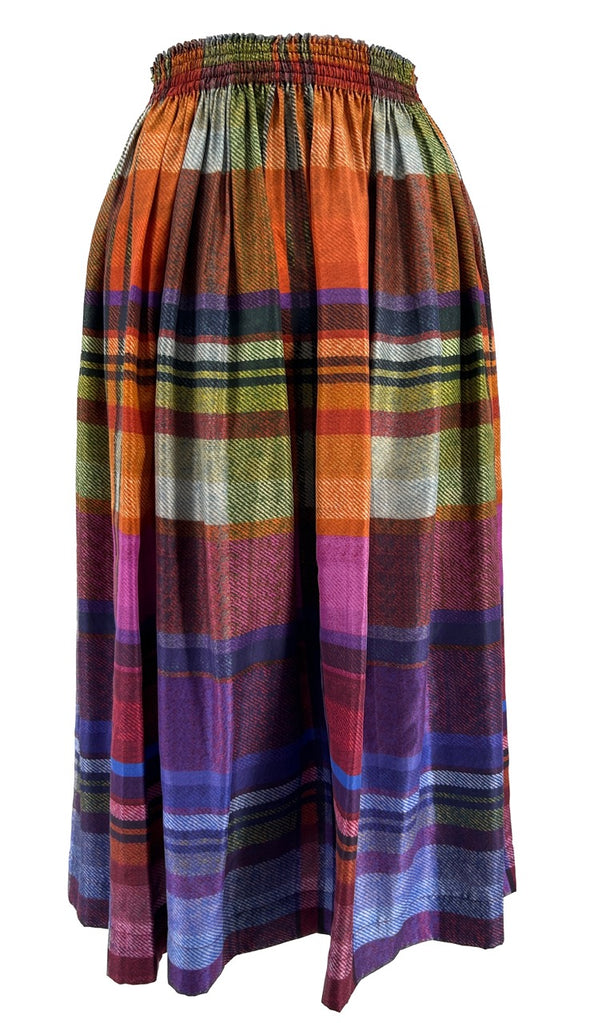 Jupe longue à carreaux multicolores